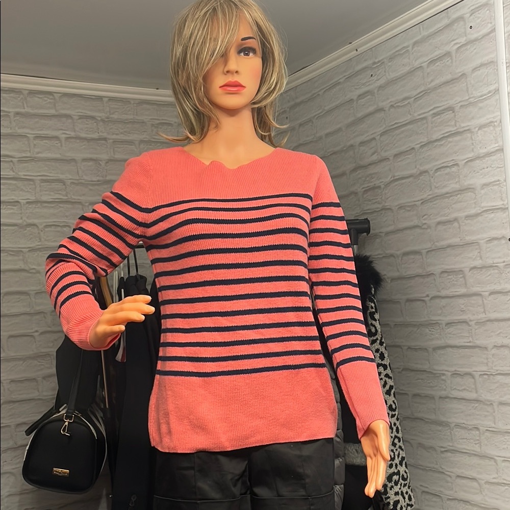 Gap Striped Pink and Navy Blue Blouse